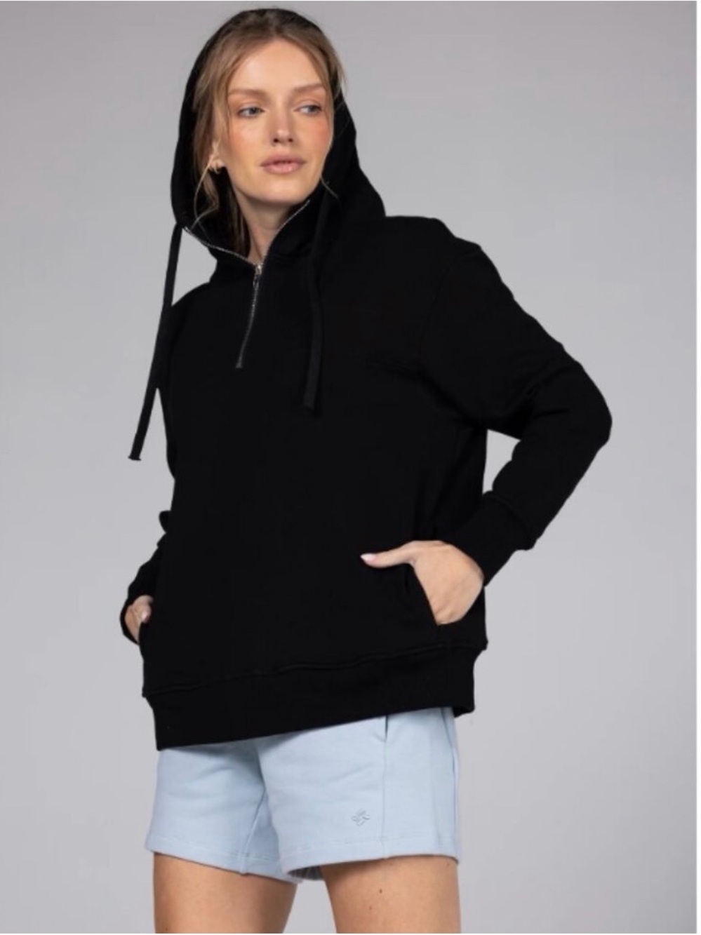 Allwear Organic Half Zip Black Hoodie size Small